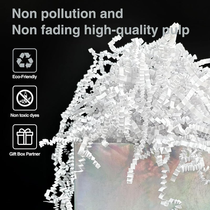 Corlcol 2LB Crinkle Cut Paper Shred Filler for Bag Gift Box Basket Confetti Paper Shreded Stuffing Decoration for Valentine's Day Holiday Party(White) - Image 3